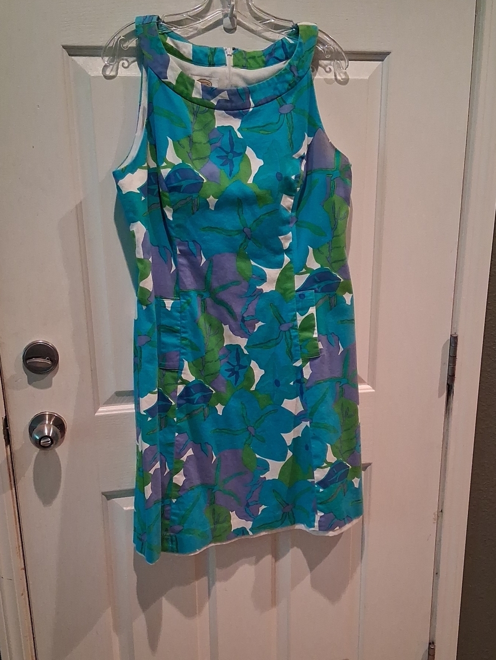 Talbots Teal, Blue & Green Floral Sleeveless Shift Dress